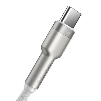 Cablu Date si Incarcare USB-A - USB-C Baseus Cafule Metal Series, 66W, 2m, Alb CAKF000202