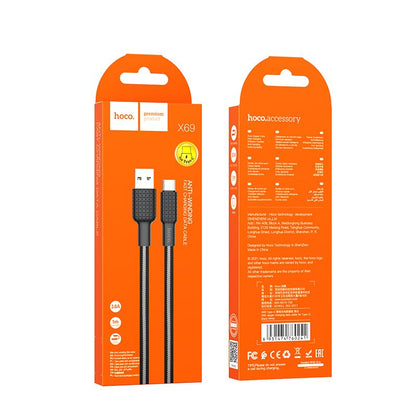 Data- og opladningskabel USB-A - USB-C HOCO X69, 18W, 1m, Sort