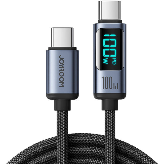 USB-C data- og opladningskabel - USB-C Joyroom S-A16 Prism Display, 100W, 1.2m, Sort