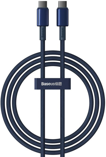 Data- og opladningskabel USB-C - USB-C Baseus Tungsten Gold, 100W, 2m, Marineblå P10319800321-04