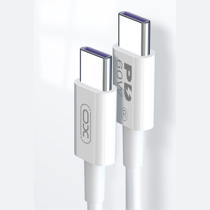 Data- og opladningskabel USB-C - USB-C XO Design NB-Q190A, 60W, 1m, Hvid