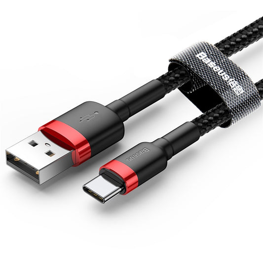 Data- og opladningskabel USB-A - USB-C Baseus Cafule, 18W, 3m, Rød CATKLF-U91