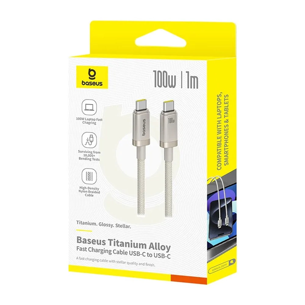 Data- og opladningskabel USB-C - USB-C Baseus Titanium, 100W, 1m, Sølv P10378100G21-00