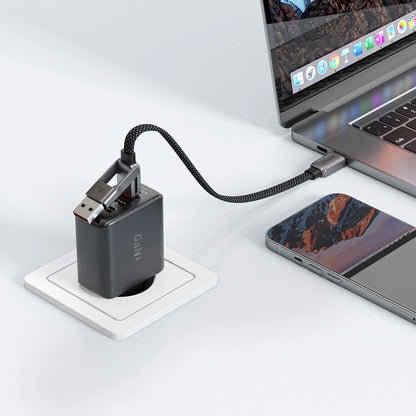 Data- og opladningskabel USB-C - USB-A / USB-C Acefast C13-05, 60W, 0,2m, Sort