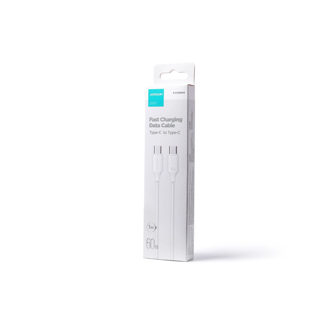 USB-C Data- og Opladningskabel - USB-C Joyroom S-A9, 60W, 1m, Hvid