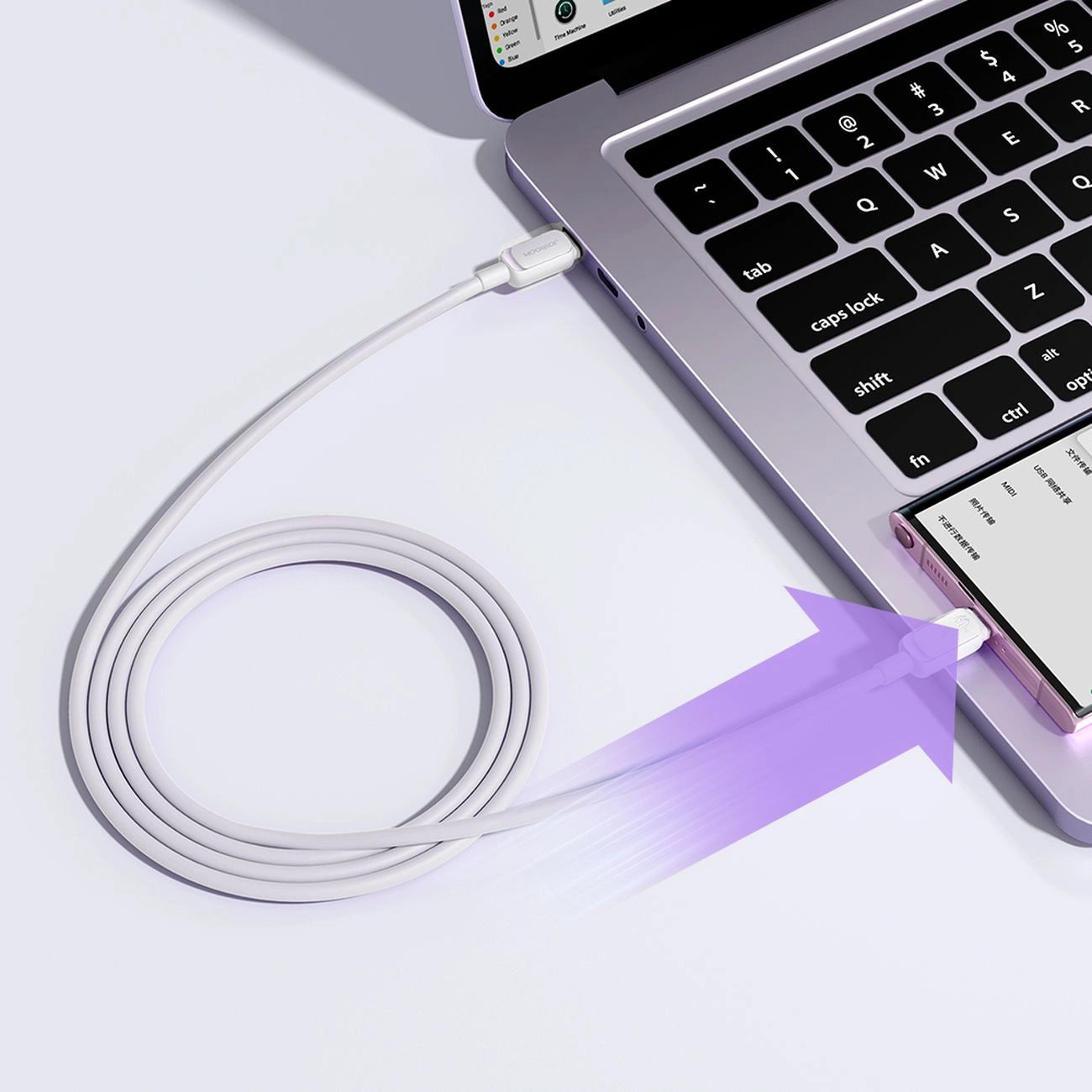 USB-C Data- og Opladningskabel - USB-C Joyroom S-A14, 60W, 1.2m, Hvid