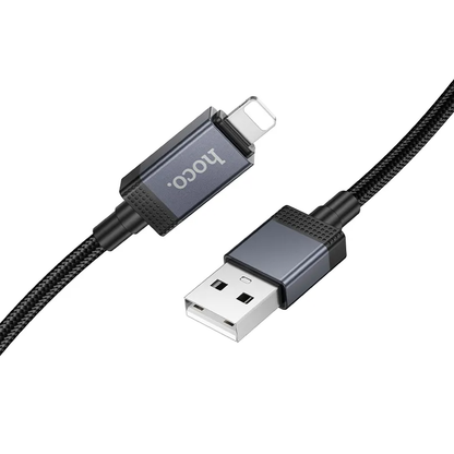 Data- og opladningskabel USB-A - Lightning HOCO X118 Display, 12W, 1m, Sort