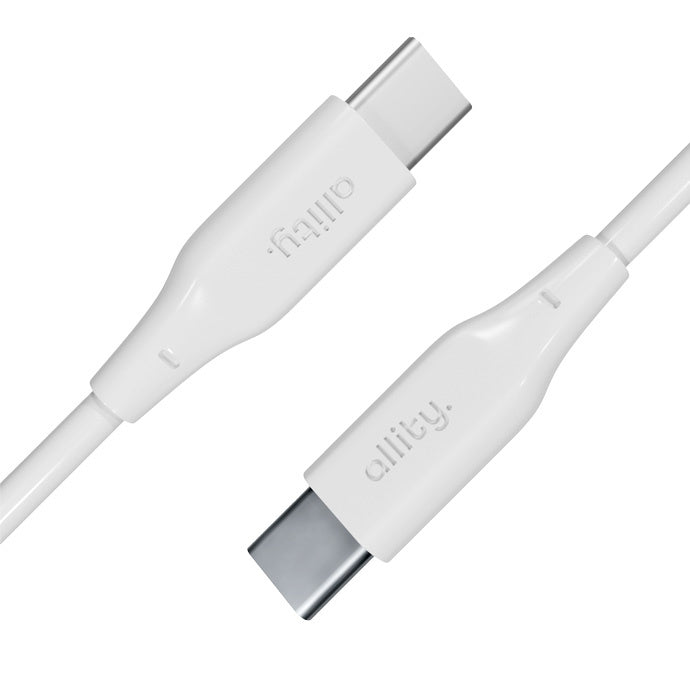 USB-C Data- og Opladningskabel - USB-C Allity. AUC-02, 100W, 2m, Hvid