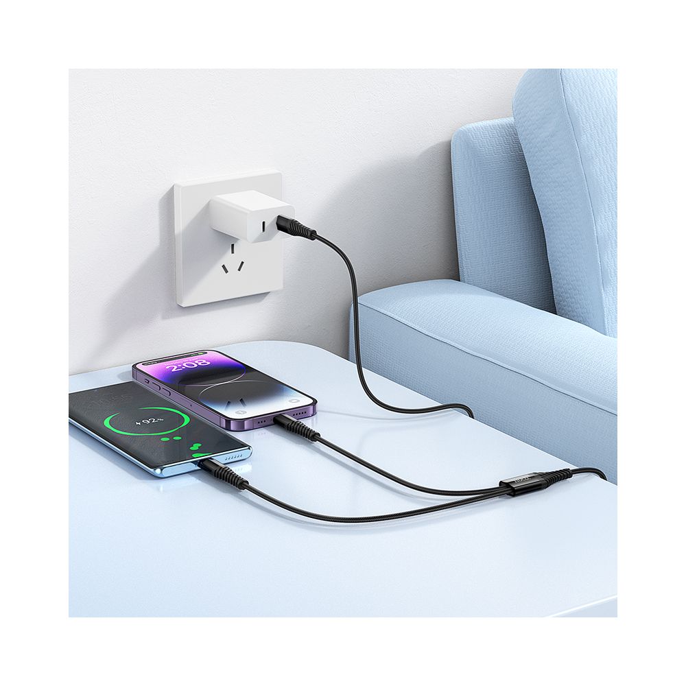 USB-C - Lightning / USB-C Opladerkabel HOCO X123, 10W, 1m, Sort