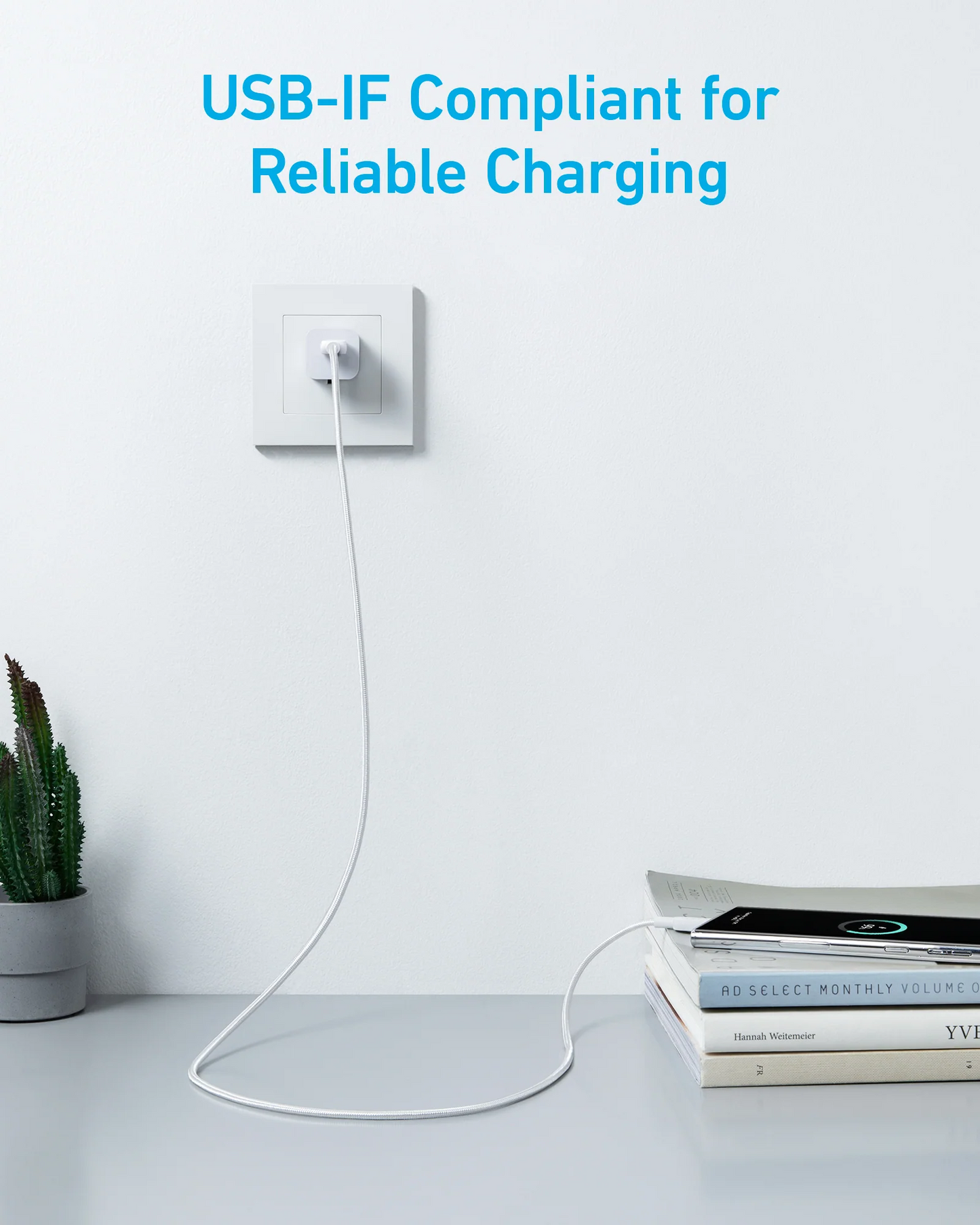 Data- og opladningskabel USB-A - USB-C Anker 322, 18W, 1,8m, Hvid A81H6G21