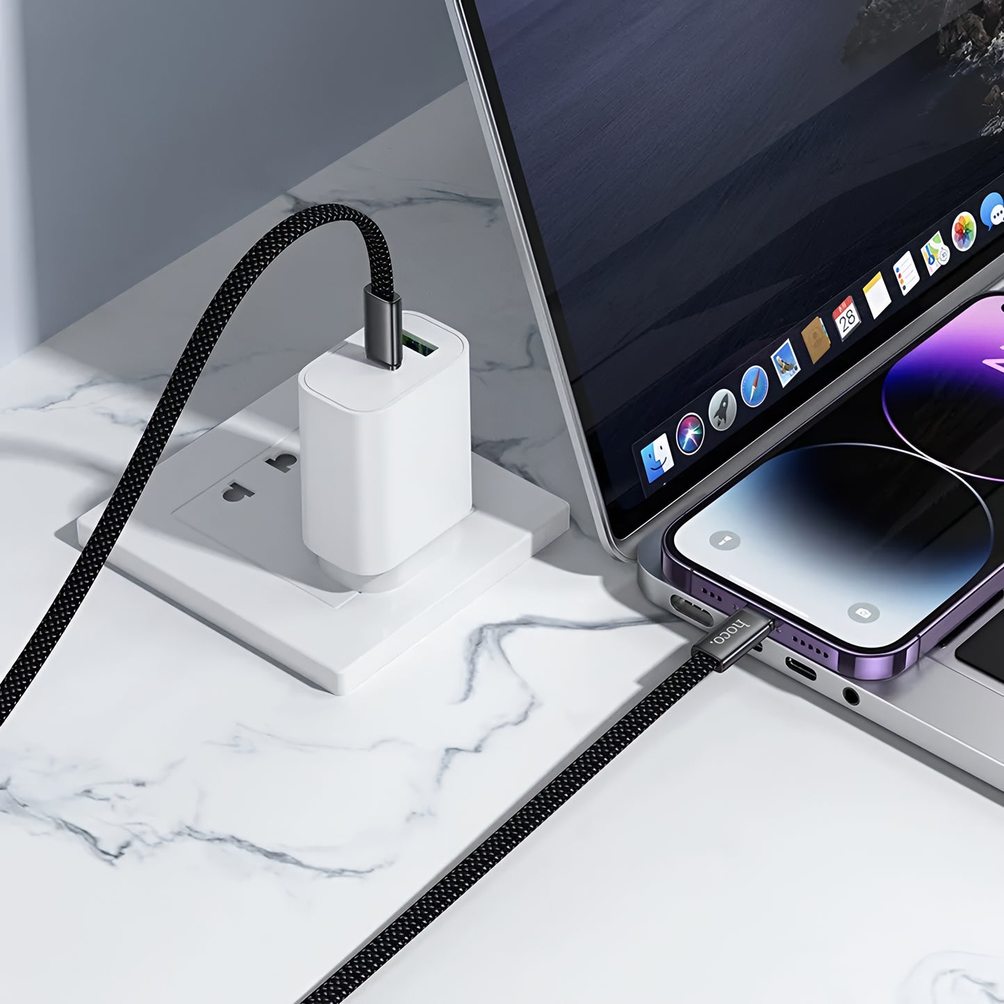 Data- og opladningskabel USB-C - Lightning HOCO X125, 30W, 1m, Sort
