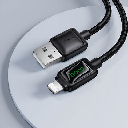 Data- og opladningskabel USB-A - Lightning HOCO U146, 12W, 1,2m, Sort