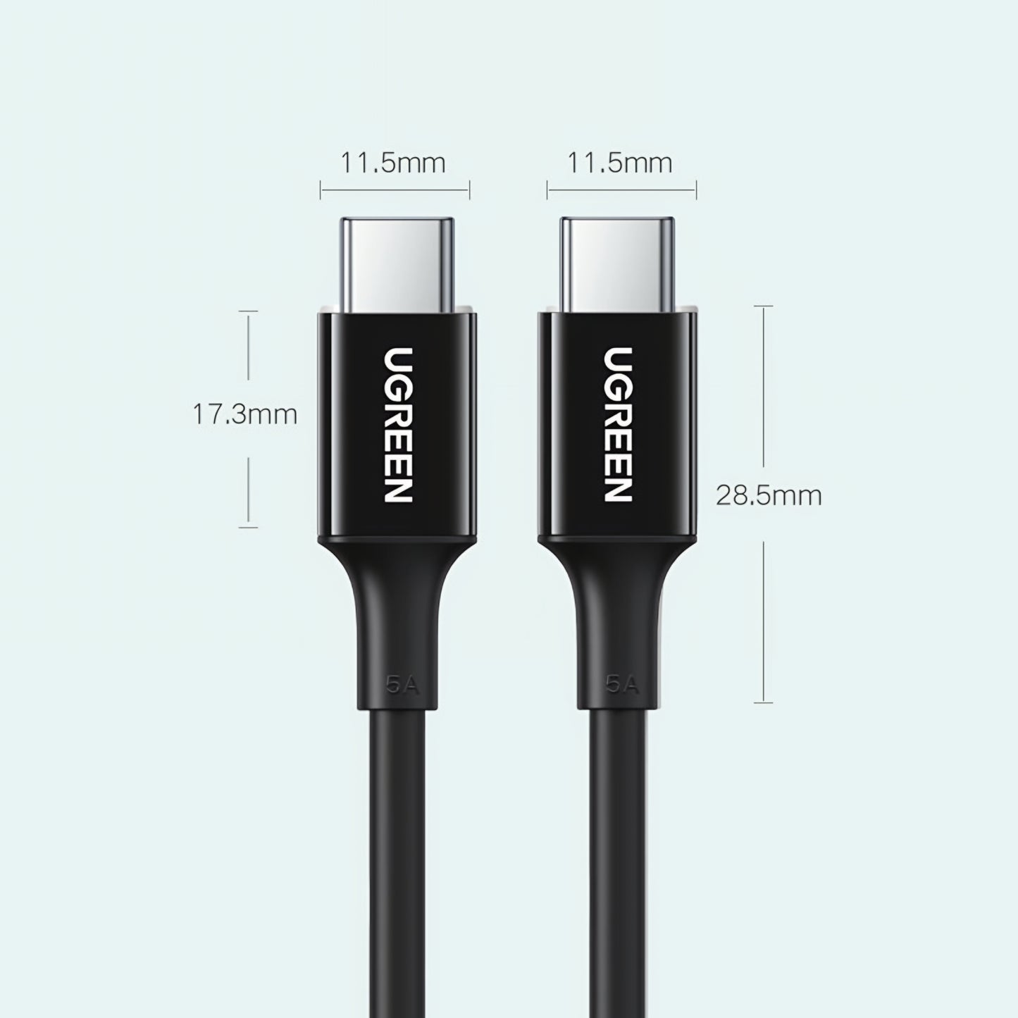 USB-C Data- og Opladningskabel - USB-C UGREEN US300, 100W, 2m, Hvid