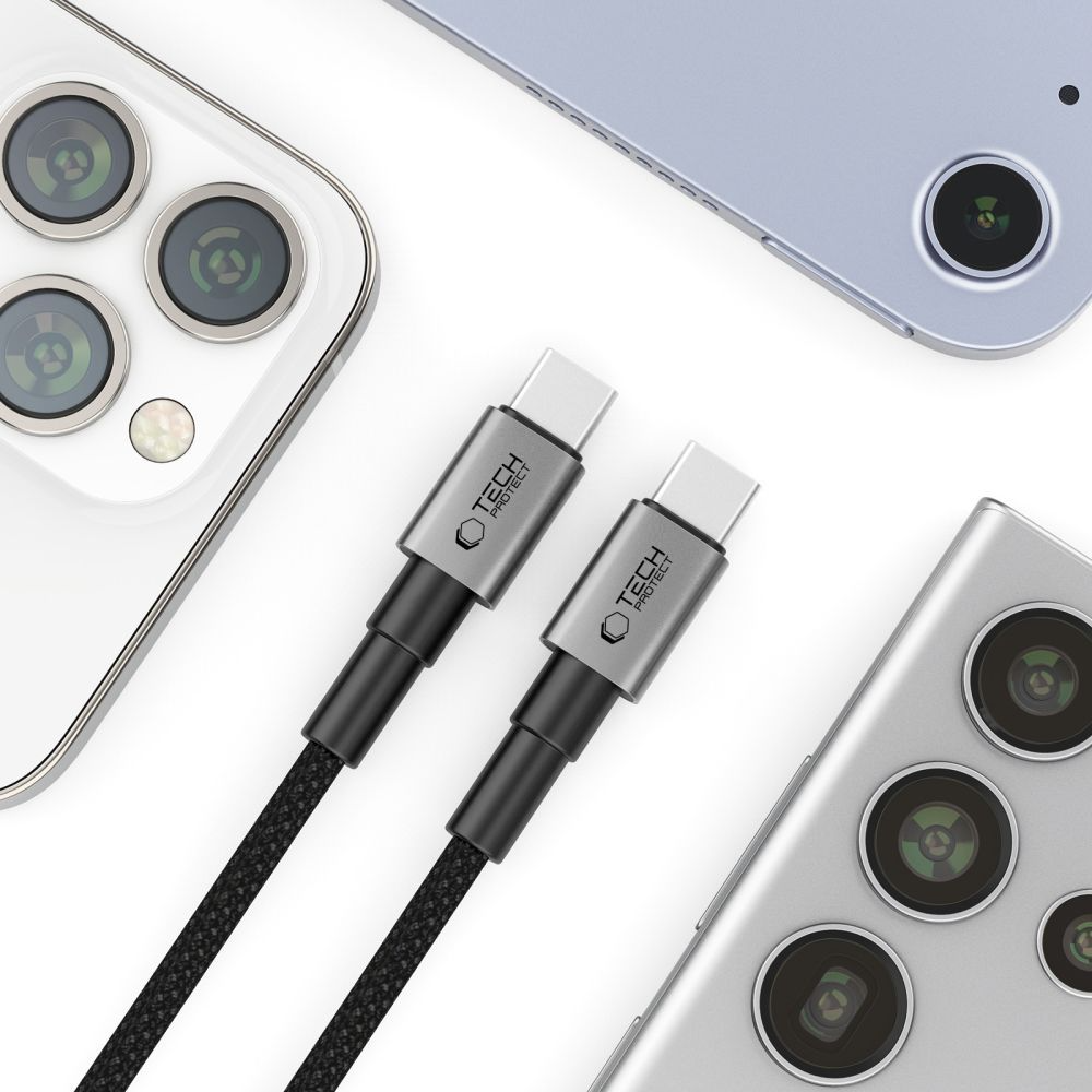 USB-C data- og opladningskabel - USB-C Tech-Protect Ultraboost DNA MagTwist, 100W, 1m, Grå