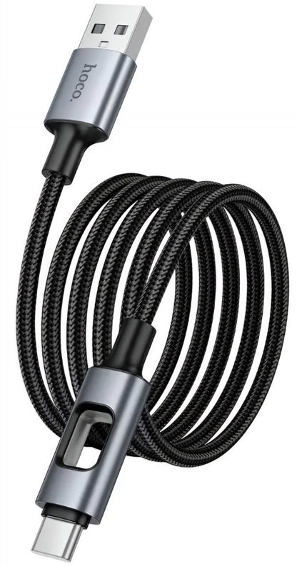 Data- og opladningskabel USB-A - USB-C HOCO U144 Led, 18W, 1.2m, Sort