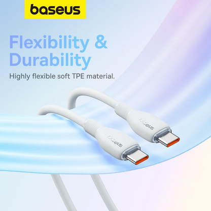 Data- og opladningskabel USB-C - USB-C Baseus Pudding, 100W, 1.2m, Hvid P10355702221-00