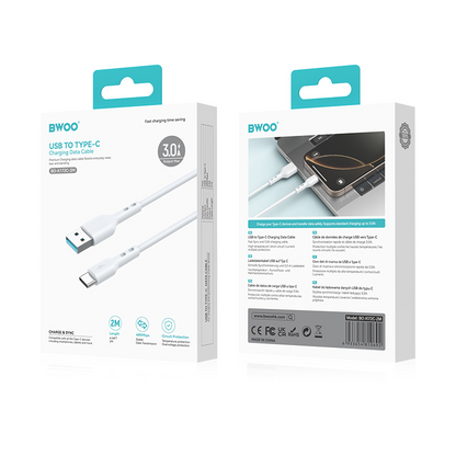 USB-A til USB-C data- og opladningskabel BWOO BO-X172C-2M, 15W, 2m, hvid