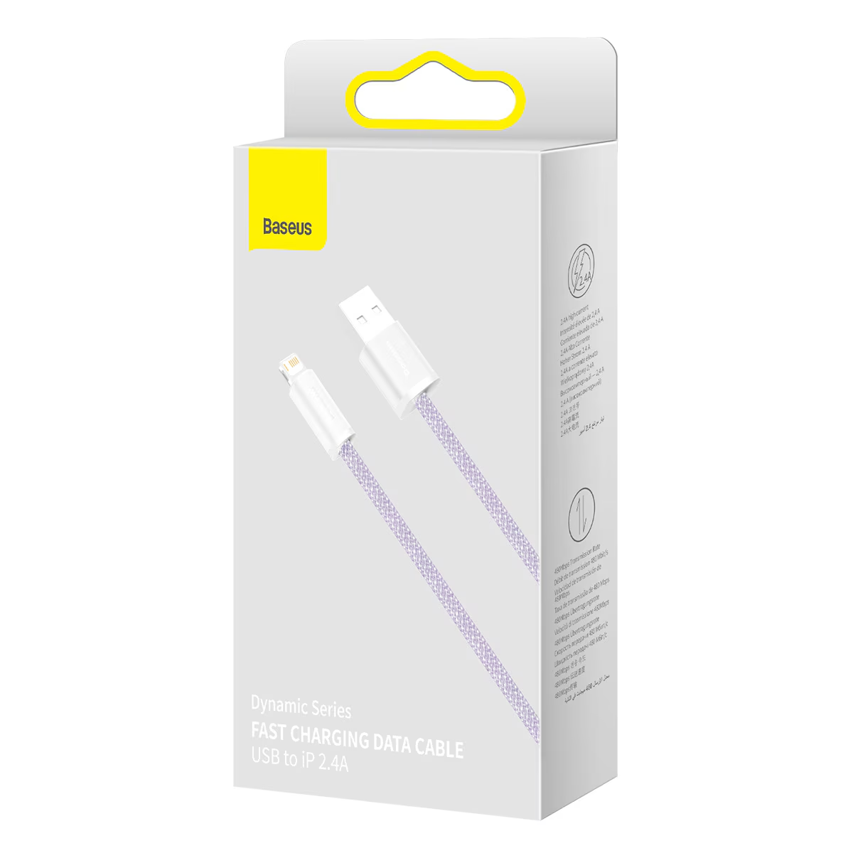 USB-A til Lightning data- og opladningskabel Baseus Dynamic Series, 18W, 2m, Lilla CALD000505