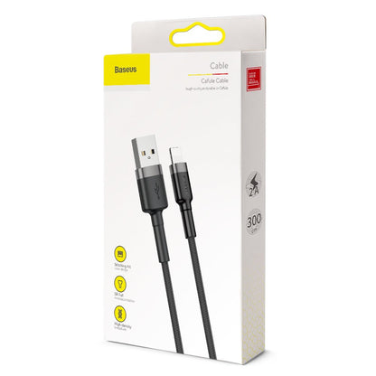 USB-A - Lightning Baseus Cafule data- og opladningskabel, 18W, 3m, Grå CALKLF-RG1
