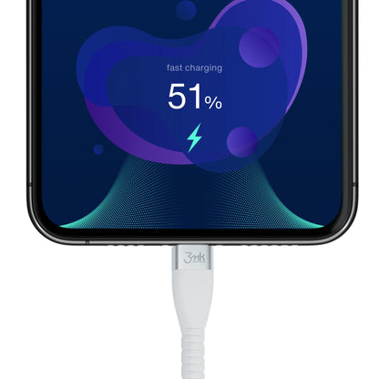 USB-C Data- og Opladningskabel - USB-C 3MK Hyper Silicone, 60W, 1m, Hvid