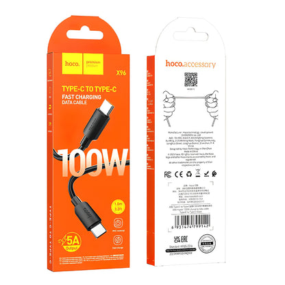 Data- og opladningskabel USB-C - USB-C HOCO X96, 100W, 1m, Sort