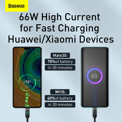 Data- og opladningskabel USB-A - USB-C Baseus Display, 66W, 2m, Sort CASX020101