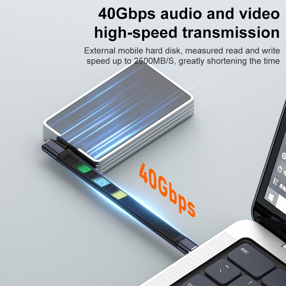 USB-C Data og Opladningskabel - USB-C OEM Angled 8K Video Version 2, 240W, 0.15m, Sort