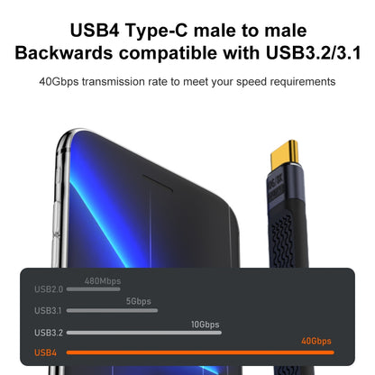 USB-C Data- og Opladningskabel - USB-C OEM Angled 8K Video Version 3, 240W, 0.15m, Sort