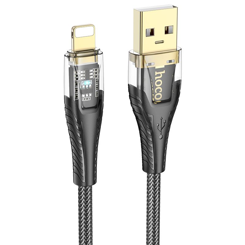Data- og opladningskabel USB-A - Lightning HOCO U121, 18W, 1.2m, Sort