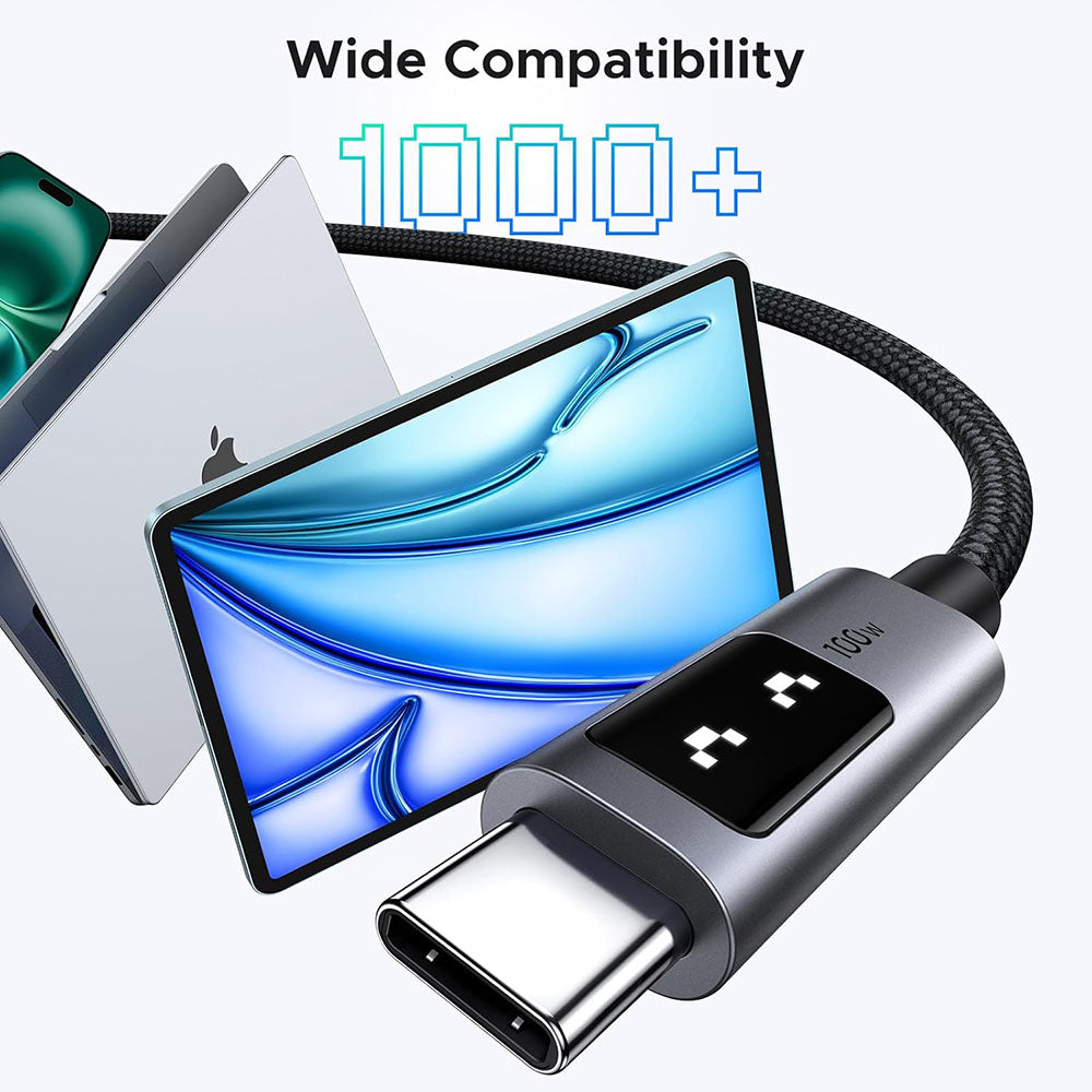 Data- og opladningskabel USB-C - USB-C UGREEN L509, 100W, 1m, Grå