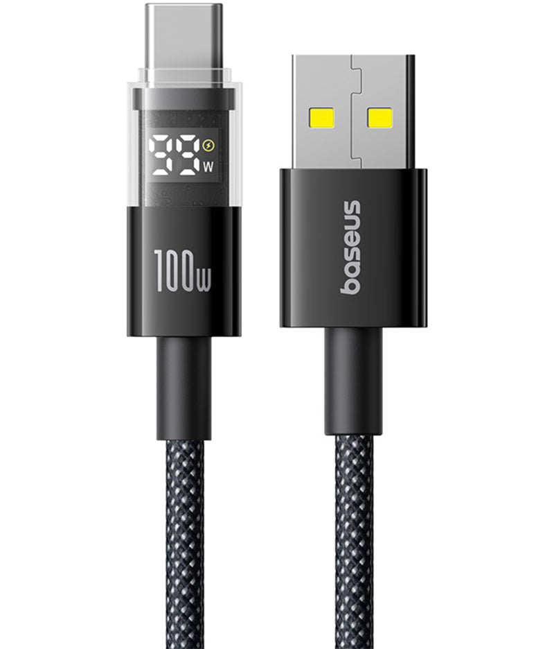 Data- og opladningskabel USB-A - USB-C Baseus Display 2, 100W, 1m, Sort P10382701121-00