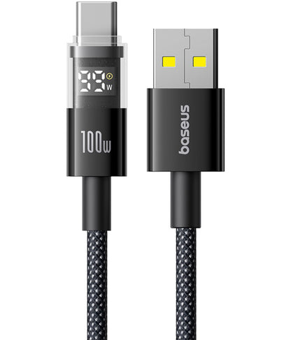 Data- og opladningskabel USB-A - USB-C Baseus Display 2, 100W, 1m, Sort P10382701121-00