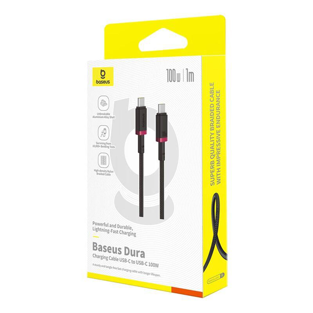 USB-C Data og Opladningskabel - USB-C Baseus Dura Series, 100W, 1m, Rød P10377803U01-01