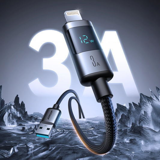 Data- og opladningskabel USB-A - Lightning Joyroom S-A16 Pro Prism Display, 12W, 1,2m, Sort