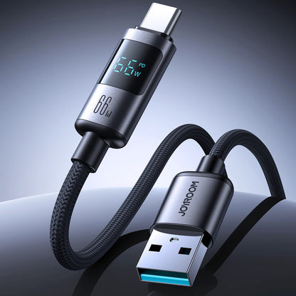 Data- og opladningskabel USB-A - USB-C Joyroom S-A16 Pro Prism Display, 66W, 1,2m, Sort