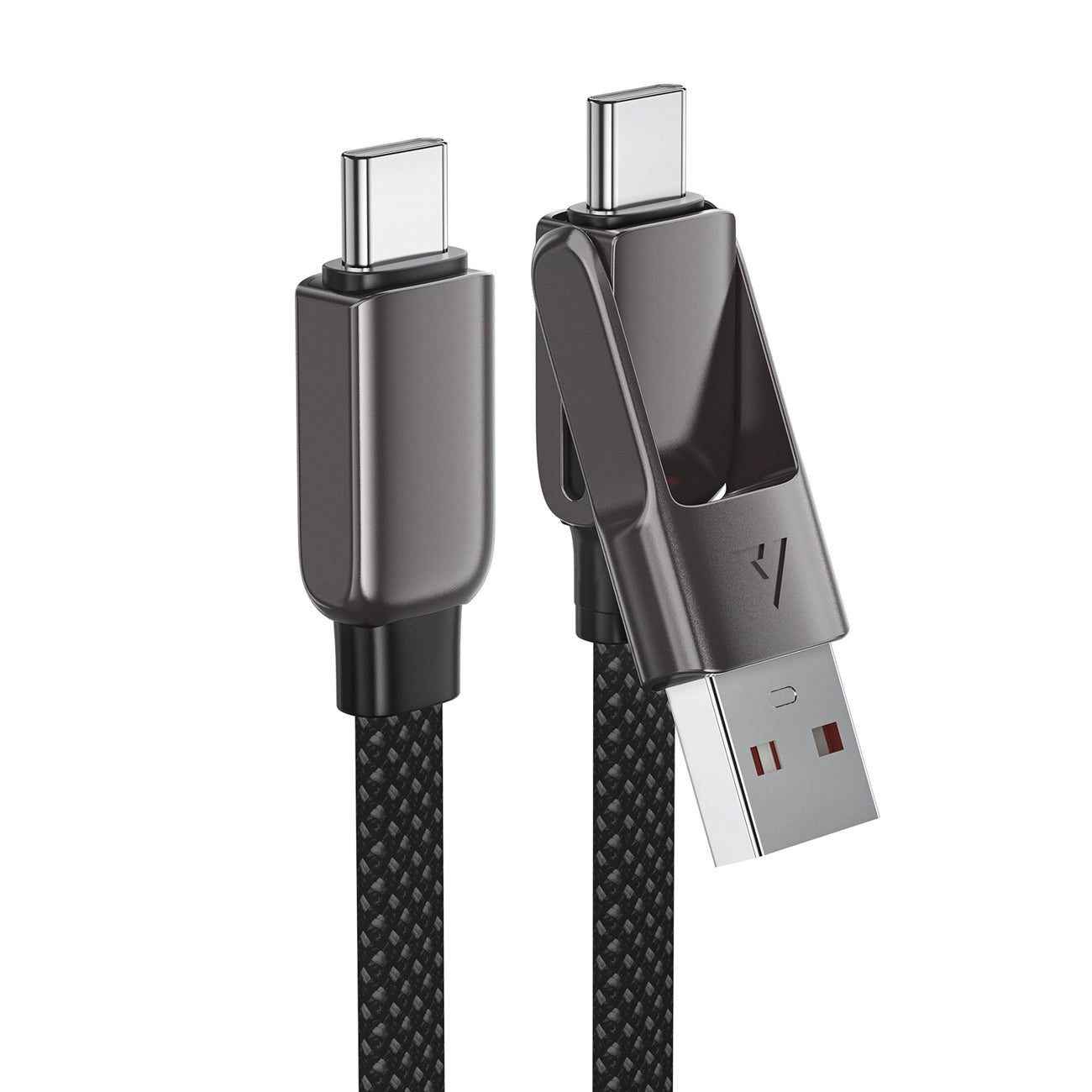 Data- og opladningskabel USB-C - USB-A / USB-C Acefast C13-05, 60W, 0,2m, Sort