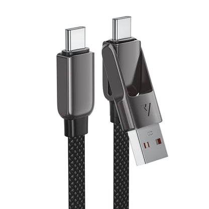 Data- og opladningskabel USB-C - USB-A / USB-C Acefast C13-05, 60W, 0,2m, Sort