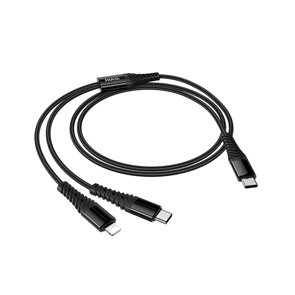 USB-C - Lightning / USB-C Opladerkabel HOCO X123, 10W, 1m, Sort