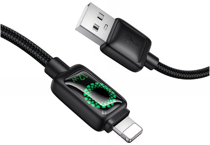 Data- og opladningskabel USB-A - Lightning HOCO U146, 12W, 1,2m, Sort