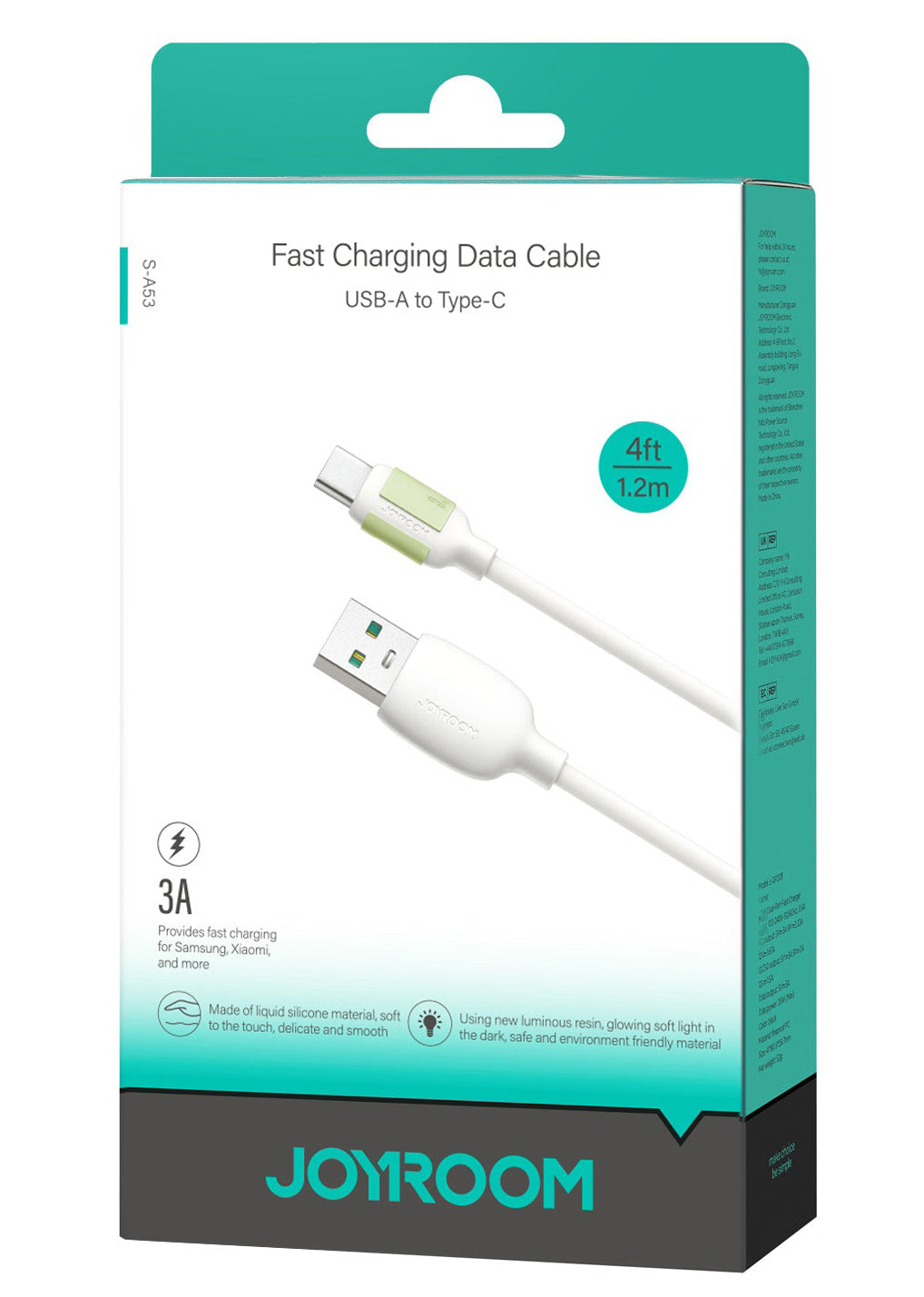 Data- og opladningskabel USB-A - USB-C Joyroom S-A53, 18W, 1,2 m, Beige