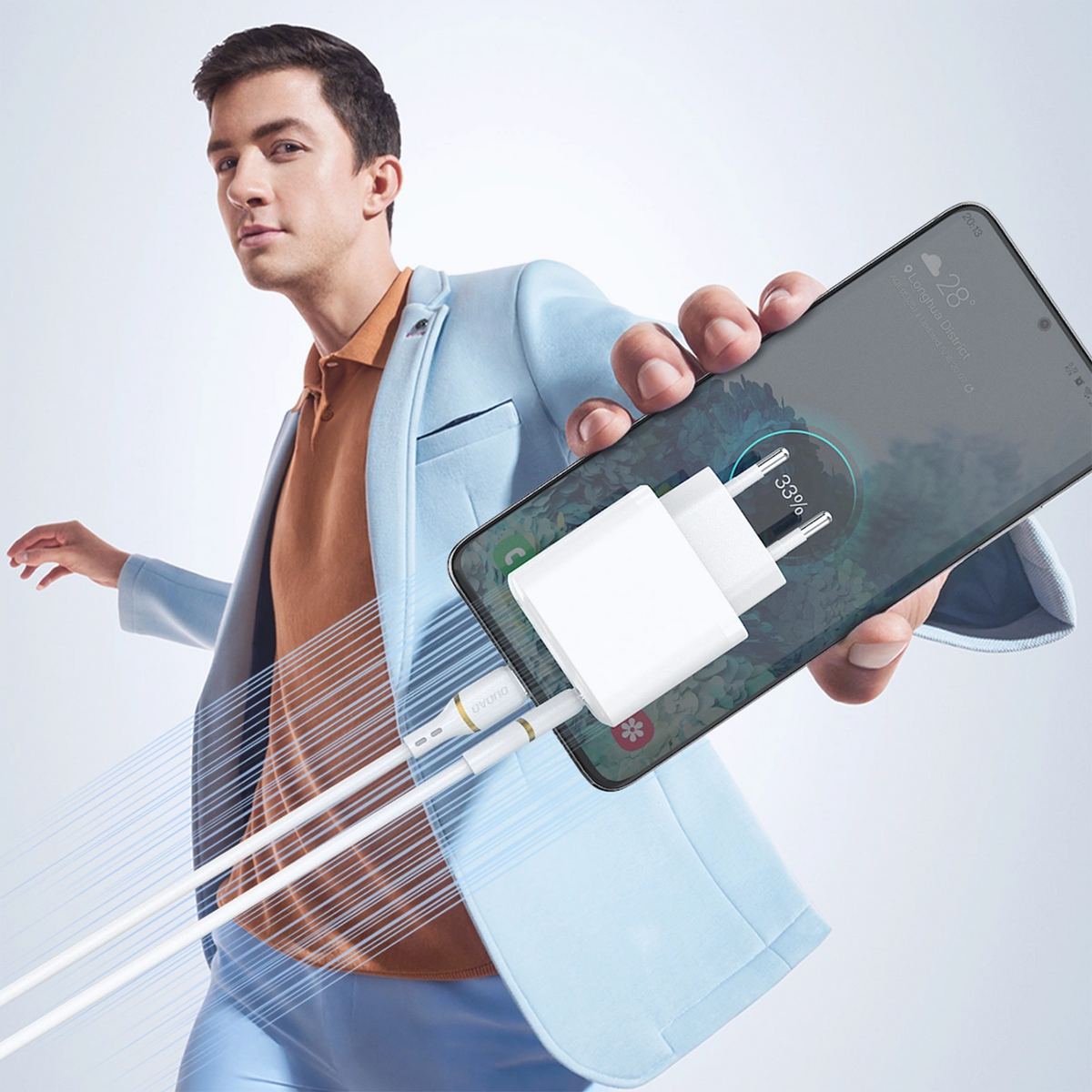 USB-A til USB-C data- og opladningskabel Dudao L25T, 100W, 1m, hvid
