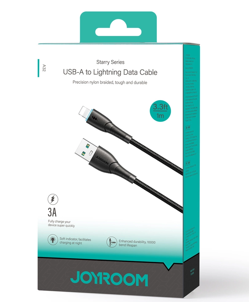 Joyroom SA32-AL3 USB-A til Lightning data- og opladningskabel, 18 W, 1 m, sort