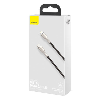 USB-C to Lightning Baseus Cafule Metal Series Cable, 20W, 2m, Black CATLJK-B01