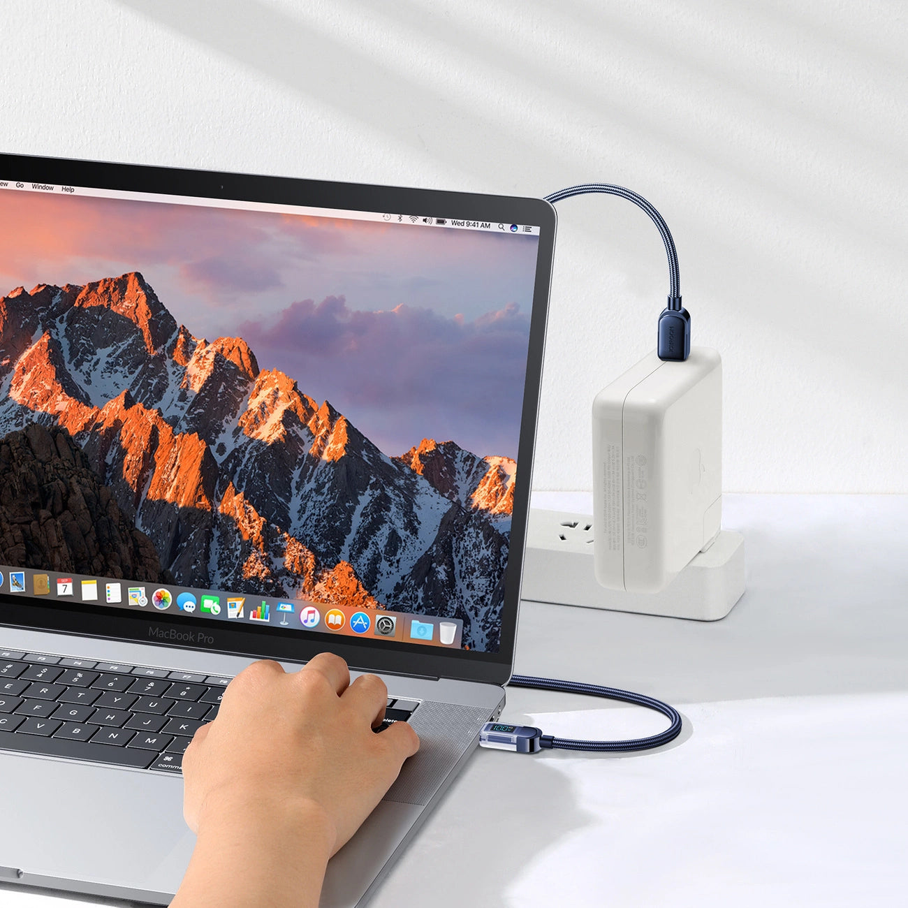USB-C data- og opladningskabel - USB-C Joyroom A4 Display, 100W, 1,2m, Blå
