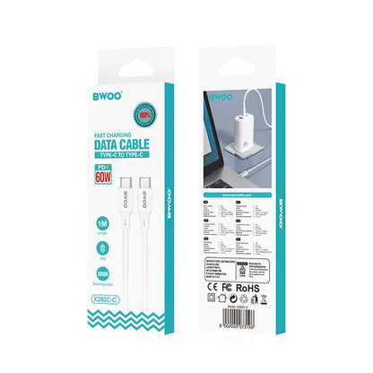 USB-C Data and Charging Cable - USB-C BWOO X282, 60W, 1m, White