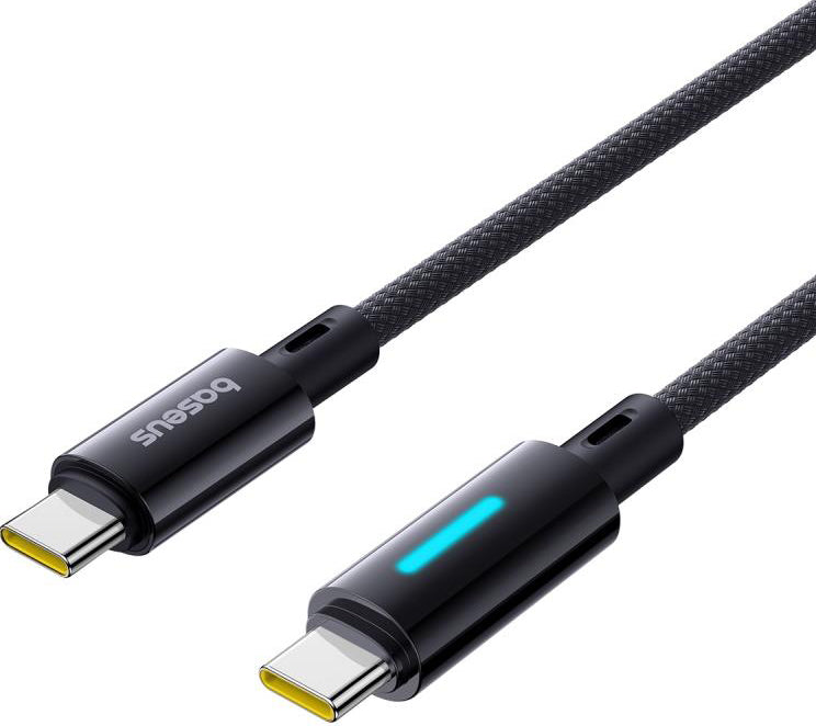 USB-C - USB-C Baseus Lit Button Control data- og opladningskabel, 100W, 1m, Sort P10379000121-00