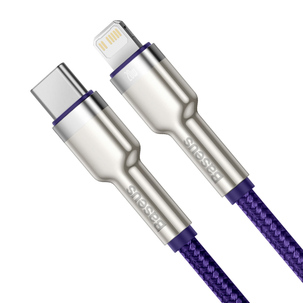Data- og opladningskabel USB-C - Lightning Baseus Cafule Metal Series, 20W, 1m, Lilla CATLJK-A05