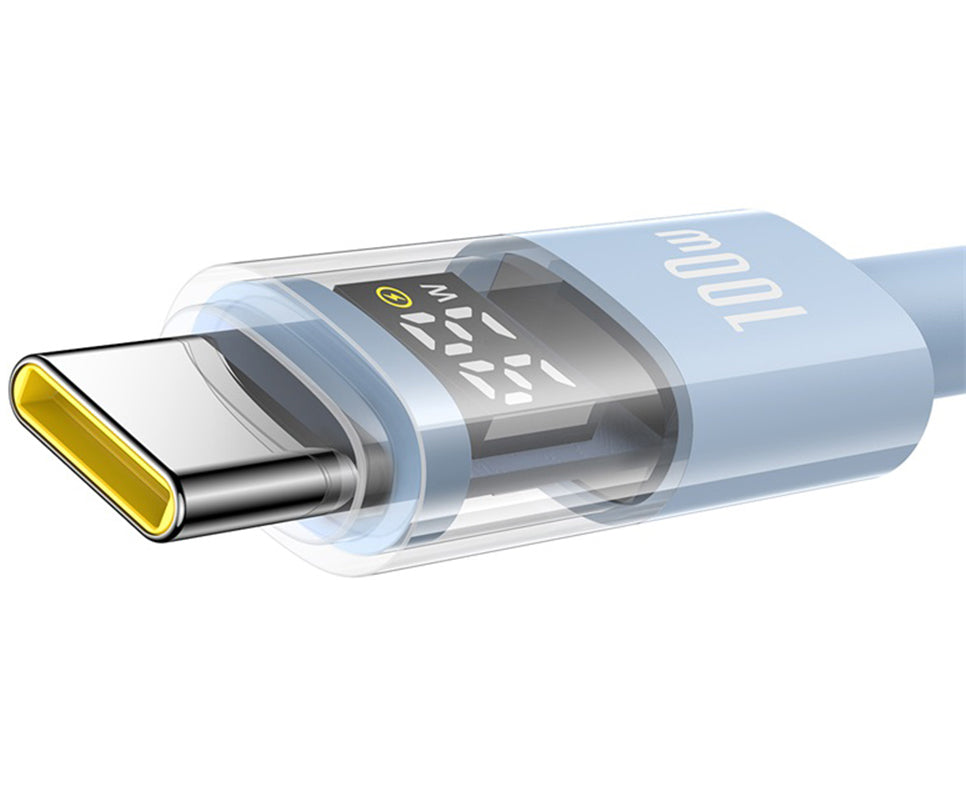 Data- og opladningskabel USB-A - USB-C Baseus Display 2, 100W, 2m, Blå P10382701311-01