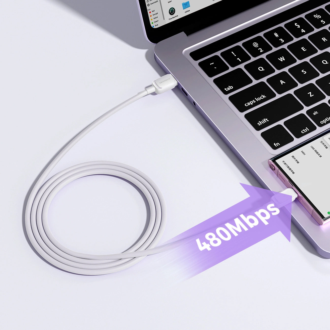 Data- og opladningskabel USB-A - USB-C Joyroom S-A14, 20W, 1,2 m, Hvid