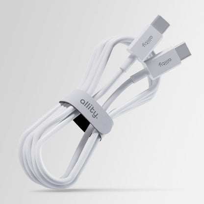 USB-C Data- og Opladningskabel - USB-C Allity. AUC-03, 100W, 1m, Hvid